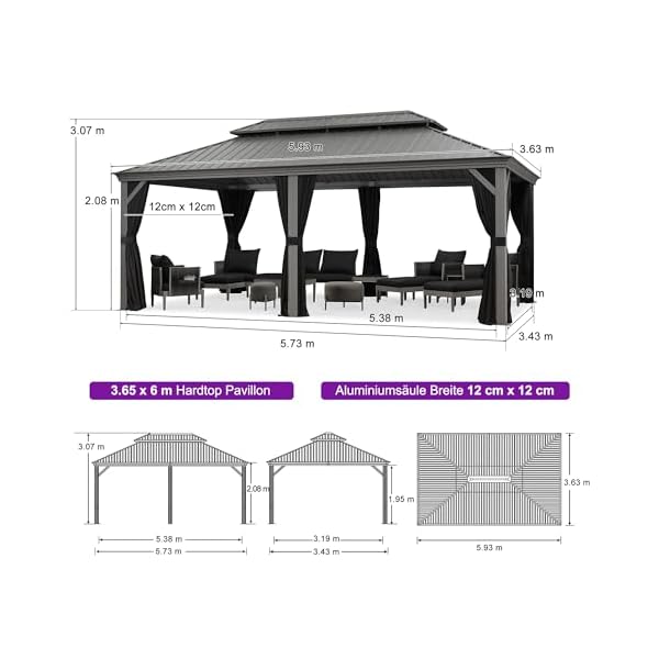 PURPLE LEAF Pavillon-Set mit Gartenmöbeln Hellgrau