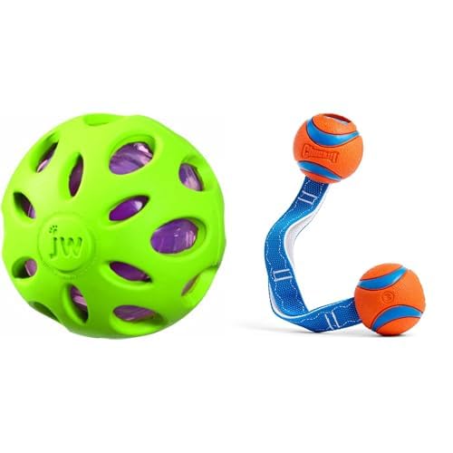Petmate 3 Crackle Ball Dog Toy Chuckit Ultra Duo Tug 2 5 Ball Dog Toy Bundle - Interactive