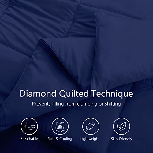 Image of TEXARTIST Premium 2100 Series King Comforter All Season Breathable Navy Blue Comforter Soft 4D Spiral Fiber Quilted Down Alternative Duvet Insert with Corner Tabs Luxury Hotel Style (90 inchx102 inch)