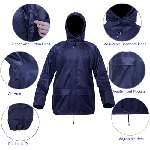 Image of Rizzon Rain Suit Jacket /Trouser for Men Women Waterproof Lightweight Rain Gear for Outdoor Farm Fishing Motorcycle