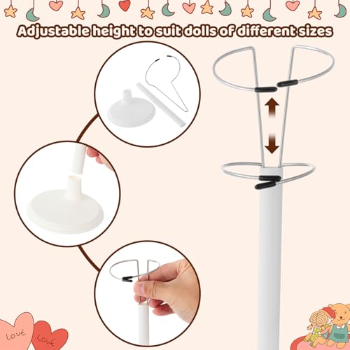 Image of Yaocom 12 Pcs Doll Stands for 8 to 14 Inches Adjustable Dolls Figure Stand Display with Expandable Waist Wire Action Doll Stands Display Rack for Home Shop Birthday Party Favor(White)