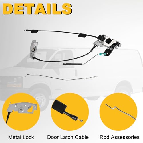 Image of EKLN Door Latch Assembly with Cable & Rod Door Latch Econoline Van Right Side Hinged Cargo Door Compatible with 1992-2019 Ford E150 E250 E350 Replaces OE#8C2Z15264A00B 8C2Z15264A00D