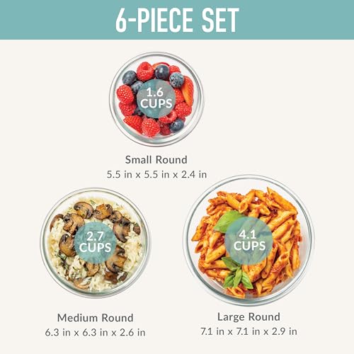 Image of Bentgo Glass Leak-Proof Food Storage Set, 6 Piece, Airtight Lids, BPA-Free