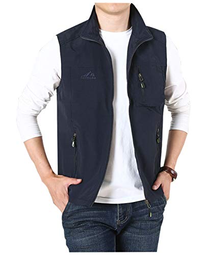 Image of Hixiaohe Mens Lightweight Vest Outerwear Casual Summer Outdoor Travel Vest for Hiking Fishing Golf Photo Work with Pockets