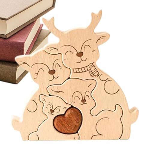 FVPKYUR Puzle de arte de madera, rompecabezas de arte para decoración del hogar, rompecabezas de alces seguros - Puzle de madera único con diseño artístico para familia, amigos y colegas