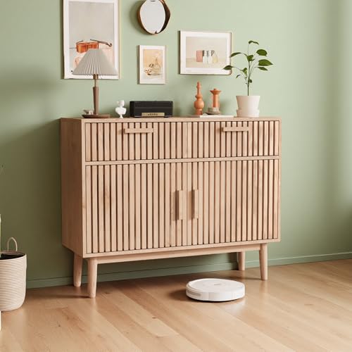 Aneutr Buffet 100 cm, Meuble de Rangement avec 2 Tiroirs et 2 Portes, Meuble de Cuisine, Buffet Armoire pour Salle à Manger, Cuisine et Salon, Style Campagne...