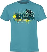 Baddery Fahrrad T-Shirt Kinder - Biking Passion - Mountainbike - Sportbekleidung Jungen & Mädchen - Outdoor Kleidung (Swimming Pool 134-146)