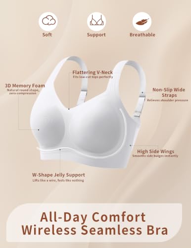 Image of Jelly Push Up Bra for Women Wireless Comfortable Seamless Full Coverage Bra | Supportive, No Underwire, Wide Strap, With Padded, Soft, Breathable, Back Fat Smoothing, Everyday Bra