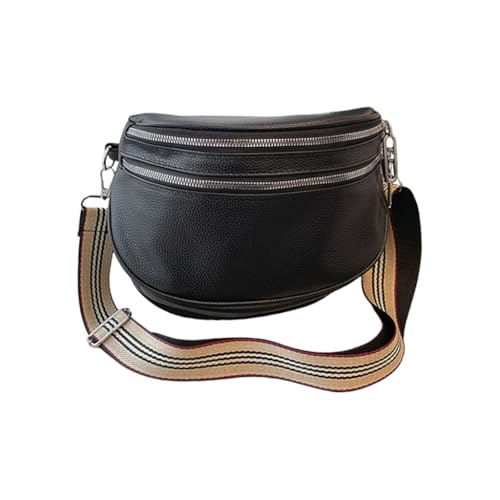 Fashionable Wide Strap Shoulder Bag Simple Casual Crossbody Bag Solid Color Commuting Chest Bag for Travel Work