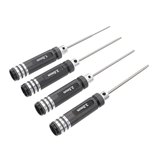 GETAJGHSD 4個 内六角工具 入り 高速鋼製 精密メタルスクリュードライバー キット ブラック ハンドル快適 ヘリコプター模型用 ネジ外し用