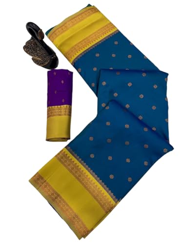 Image of Dharmavaram Pattu Paithani Saree Pure Silk Zari Weaving Floral Border Rich Pallu With Blouse Piece