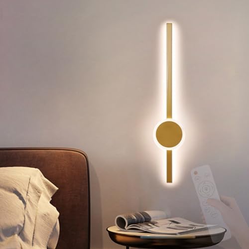 Luces de Pared Luces de Interior Led Largo con Control Remoto Diseño geométrico de Aluminio de Silicona dimmable para Sala de Estar de Dormitorio (80 cm Round Round)