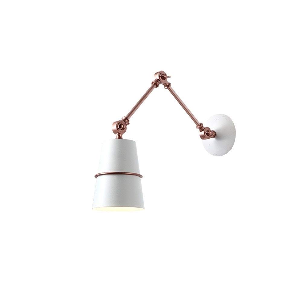 SXSCARKX Nordic Wall Light, Macaron Metal Modern Creative LED Lamp Black White Indoor Mounted Lantern Fixture Adjustable Simplicity Swing Arm Sconce for Bedroom Bedside Reading E27 Needed