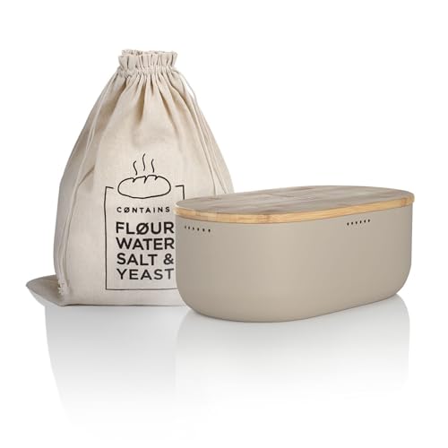 LARS NYSØM Metal Bread Box with Bamboo Lid