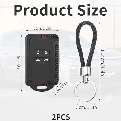 ZQLR-Y Car Key Card Case Set, Kadjar Key Cover with Keychain, Key Cover 4 Buttons Keyless for Twingo, Kadjar, Megane (IV/4) - Image 3