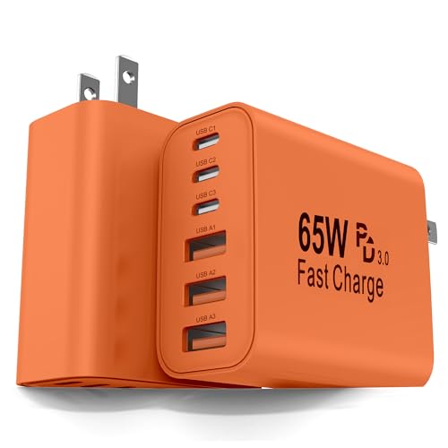 Image of FEEL2NICE 2-Pack 65W USB C Charger Block, 6-Port Fast Wall Charging Block [3 PD USB-C & 3 QC USB-A] for iPhone 17 16 15 Pro Max, iPad Pro, Galaxy S26 S25, Pixel 10 9, iWatch,Google & More