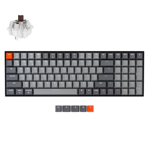 Keychron K4 96% Layout 100 Keys Wireless Bluetooth 5.1/Wired USB Mechanical Gaming Keyboard with Keychron Super Brown Switch White LED Backlight N-Key Rollover for Mac Windows PC-Version 2