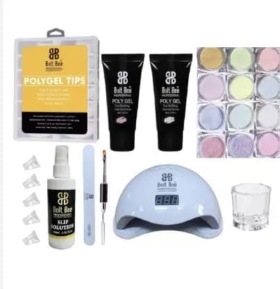 COLOR SPLASH Acrylic Gel Poly Nail Gel Nail Extension Set With 2 Tubes & UV Led Nail Lamp (Multicolor) All In One Kit for Nail Manicure Beginner Starter Kit DIY at Home-image-8