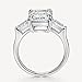 Michooyel 4.0ct Emerald Cut Women's Engagement Ring 3-Stone Simulated Promise Ring Wedding Ring 925 Sterling Silver