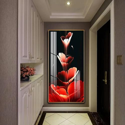 Affiche abstraite fleur rouge noire pour la décoration du salon