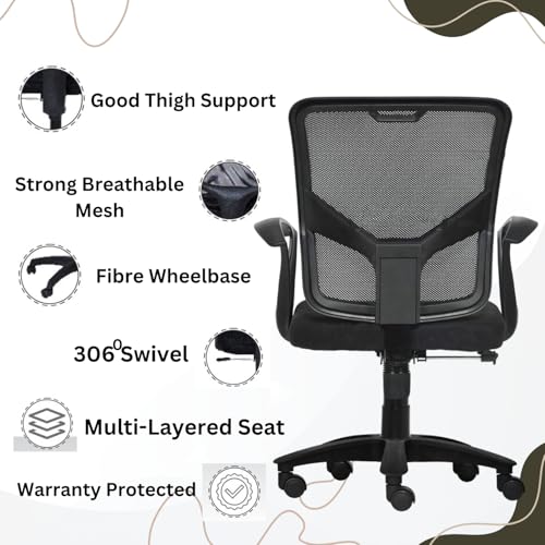 Image of NGFC Ergonomic Office Chair for Home & Study | Height Adjustable Mesh Back Revolving Chair with Tilt Lock Mechanism, Comfortable Cushioned Seat, and Modern Design - Pack of 1