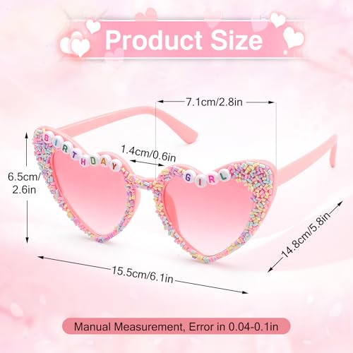 Birthday Glasses for Women, Heart Sunglasses, Pink Sunglasses Birthday Gifts Rhinestone Heart Shaped Sunglasses2