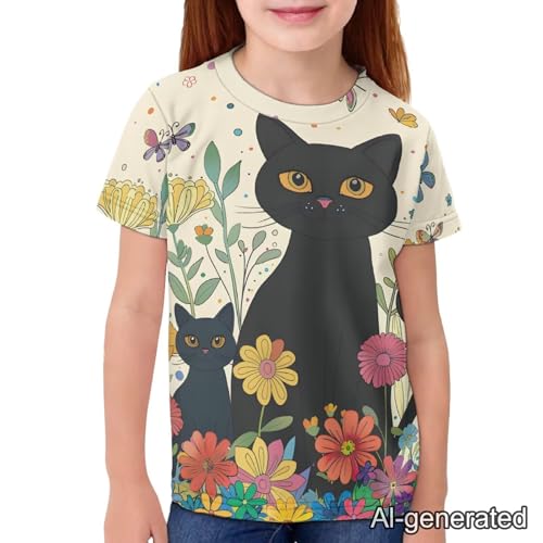 Image of Renewold Kids Novelty T-Shirt for Girls Boys Short Sleeve Crewneck Summer Tee Soft Breathable Graphic Shirt for Age 2-16