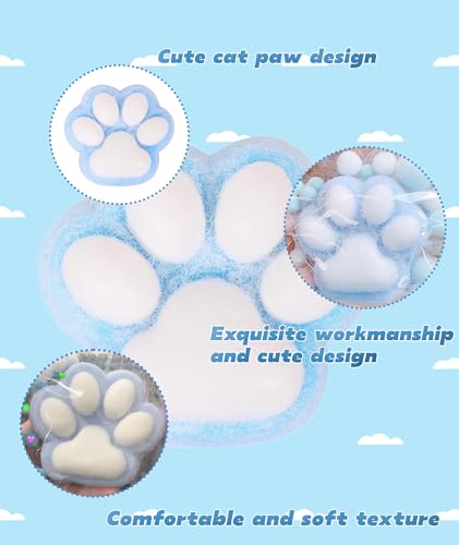 Image of Taba Squishies, Big Squishy Toy, Super Soft Large fufu Squishy Cat Paw 11CM Fidget Toy Stress Relief Toys Adults & Kids, Squishy Sensory Fidget Toys for Office, Study, and Travel (Blue and White)