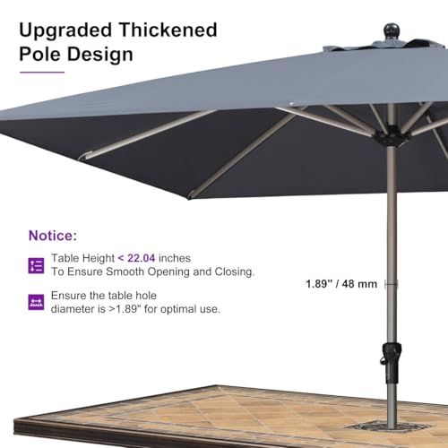 Image of PURPLE LEAF Patio Umbrella 10' x 10' Square Aluminum Frame Grey