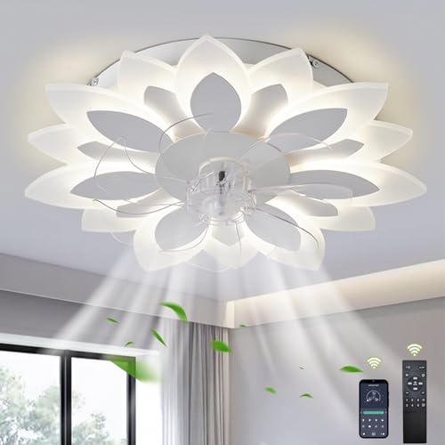LASANYA 56CM Moderno Ventilador De Techo Con Iluminación Silencioso LED Regulable, Motor DC Reversible, Ventilador Lámpara Techo Control Remoto Inteligente/APP Para Salón, Dormitorio