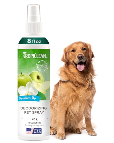 TropiClean Dog Perfume, Long Lasting Green Apple Cologne, Deodorizing Spray for Smelly Dogs, After Bath Detangling Spray with Vitamin E, Safe for Cats, 8oz.