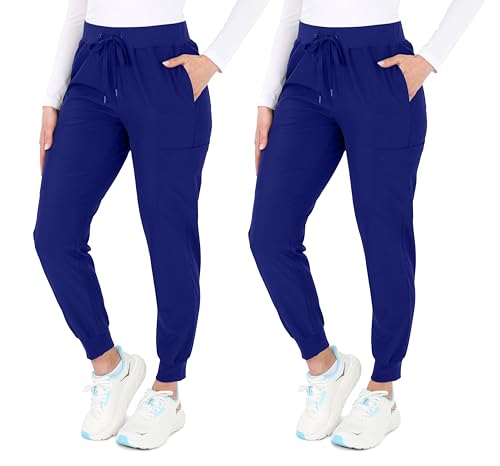 Image of READY SET SCRUBS - Scrub Pants for Women - 2 Pack - Cargo Jogger Pants Set with 8 Pockets - Yoga Waistband - Soft & Stretchy