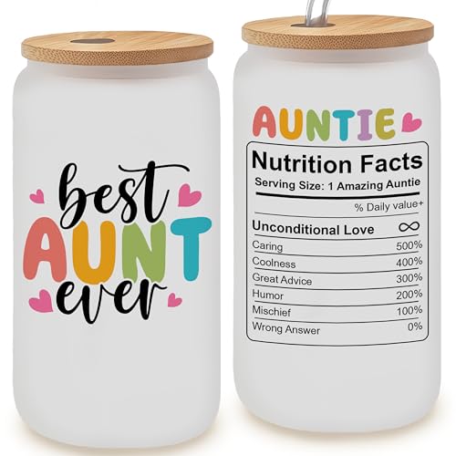Mothers Day Gifts for Aunt - Cool Aunt Club Coffee Tumbler 40Oz, Best Auntie Gifts from Niece Nephew for Birthday, Presents for First Time & Best Auntie Ever, New Aunty Cup with Handle Straw