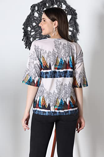 Image of OM SAI LATEST CREATION Women's Tie Dye Color Block Crewneck Cape Sleeve Casual Loose Pullover Sweatshirt Tops