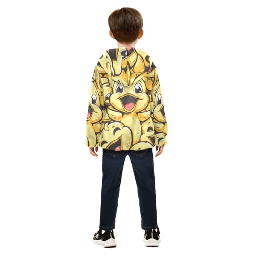 Boys Girls Fleece Jacket Cartoon Happy Yellow Ducks Kids Warm Hooded Outwear Coat4