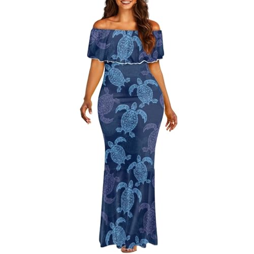 Image of Polynesian for Women S-7XL Off Shoulder Maxi Dress Hawaiian Summer Dresses