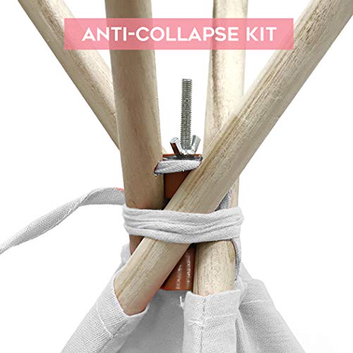 LUVODI Kids Tipi Speeltent Kinderen Indische Wigwam Speelhuis Lijn Canvas Draagbare Indoor Outdoor Tipi Speelhuis met Venster (Wit) - Afbeelding 6