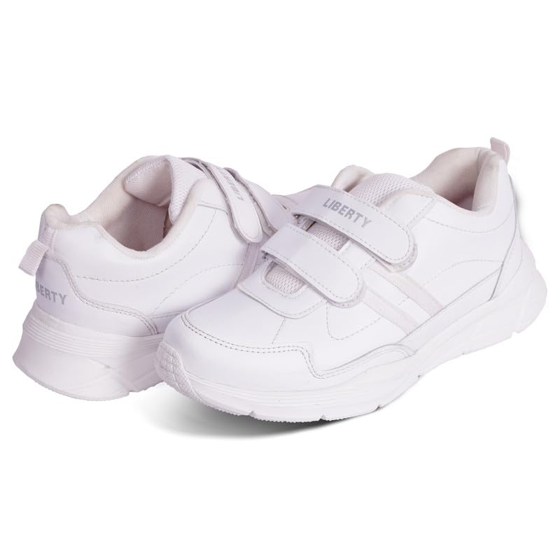 Image of Liberty Boy's & Girl's Hook & Loop School Uniform Shoes with EVA Sole | Stylish & Lightweight | Comfortable Footbed | Memory Foam Insole