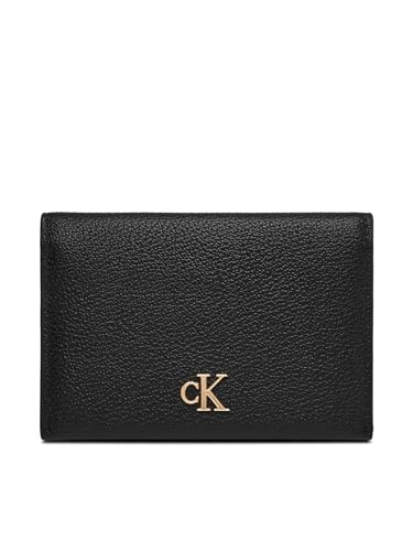 Calvin Klein Damen Kartenetui Monogram Flap aus Leder, Schwarz (Black), Einheitsgröße
