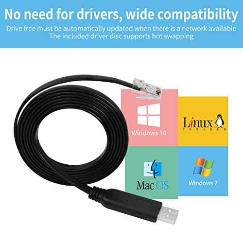Yacsejao Usb Console Cable 1.8M Usb 2.0 To Rj45 Male Serial Flat Cable Compatible With Router/Switch Of Cisco, Mac Os, Windows, Linux System #TOP3