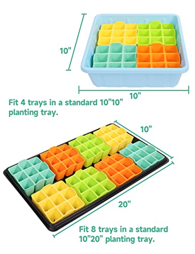 LAWNFUL 8 Packs Colorful Seedling Starter Trays, Silicone Seed Starter Trays Suitable for 10" 10" Planting Trays, BPA-Free & Dishwasher Safe, Indoor Gardening Plant Germination Trays - Image 7