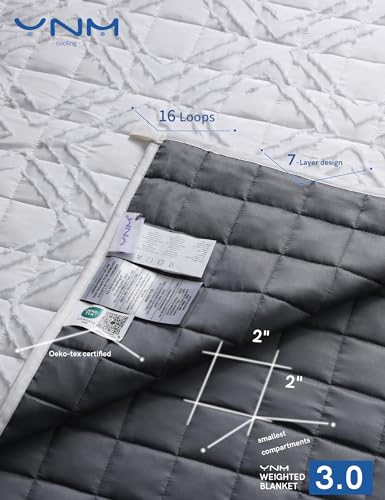 Image of YnM Cooling Weighted Blanket for Adults, 15lbs Heavy Bed Throw for One Person of 140lbs, Perfect for Hot Sleepers or Warm Climates with Rayon /Glass Beads(60x80 Inches, Queen Bed, Cutting Motif)