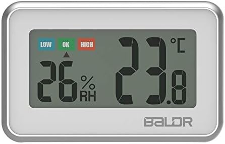 BALDR Digital Mini Indoor Thermometer Hygrometer – Monitor Indoor Temperature & Humidity Gauge, Magnet Attaching for Kitchen, Office & Greenhouse, White