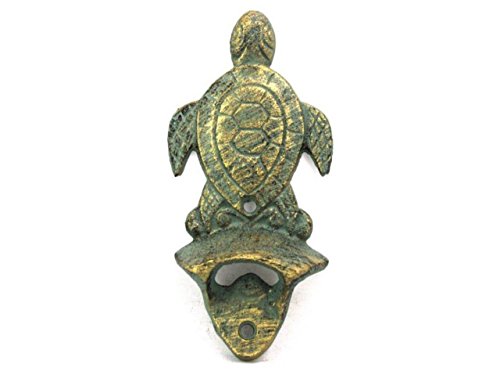 Hampton Nautical Antique Bronze Wall Mounted Turtle Bottle Opener 6"-Vintage Cast Iron Decor-Sea Life #TOP8