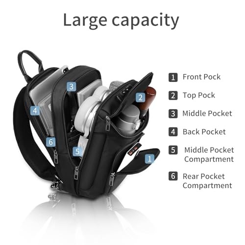 OZUKO Sling Backpack Sling Bag Crossbody Backpack Shoulder Casual Daypack Rucksack for Men (Gray)3