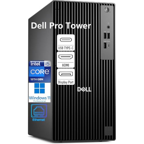 Dell Pro Tower �r�W�l�X�f�X�N�g�b�v�R���s���[�^�[�AIntel 14-Core i5-13500�A32GB DDR5 RAM�A1TB PCIe SSD�ARJ-45�AHDMI�ADisplayPort�AType-C�A�u���b�N�AWindows 11