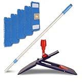 G.I.V. Bodenwischer Set 50cm Klapphalter mit Trittmechanik & Magnetverschluss + Teleskopstiel ausziehbar 88-150cm inkl. 5X Chenillemopp Bezug - Wischer Bodenreinigung - Gebäudereinigung