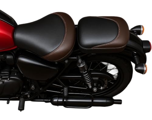 Waterproof Original Leather Seat Cover for Royal Enfield Classic 350, Classic 500, Bullet 350 in Black (Before 2022 Models)