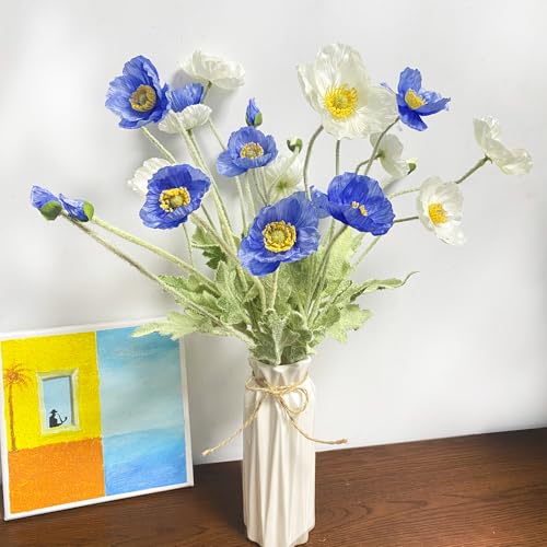 Image of 5Pcs Poppy Flowers Artificial Poppy for Home Decor(Blue)