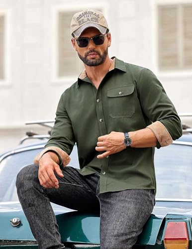 COOFANDY Mens Flannel Shirts Long Sleeve Button Down Shirt Casual Plaid Shirts with Pocket3